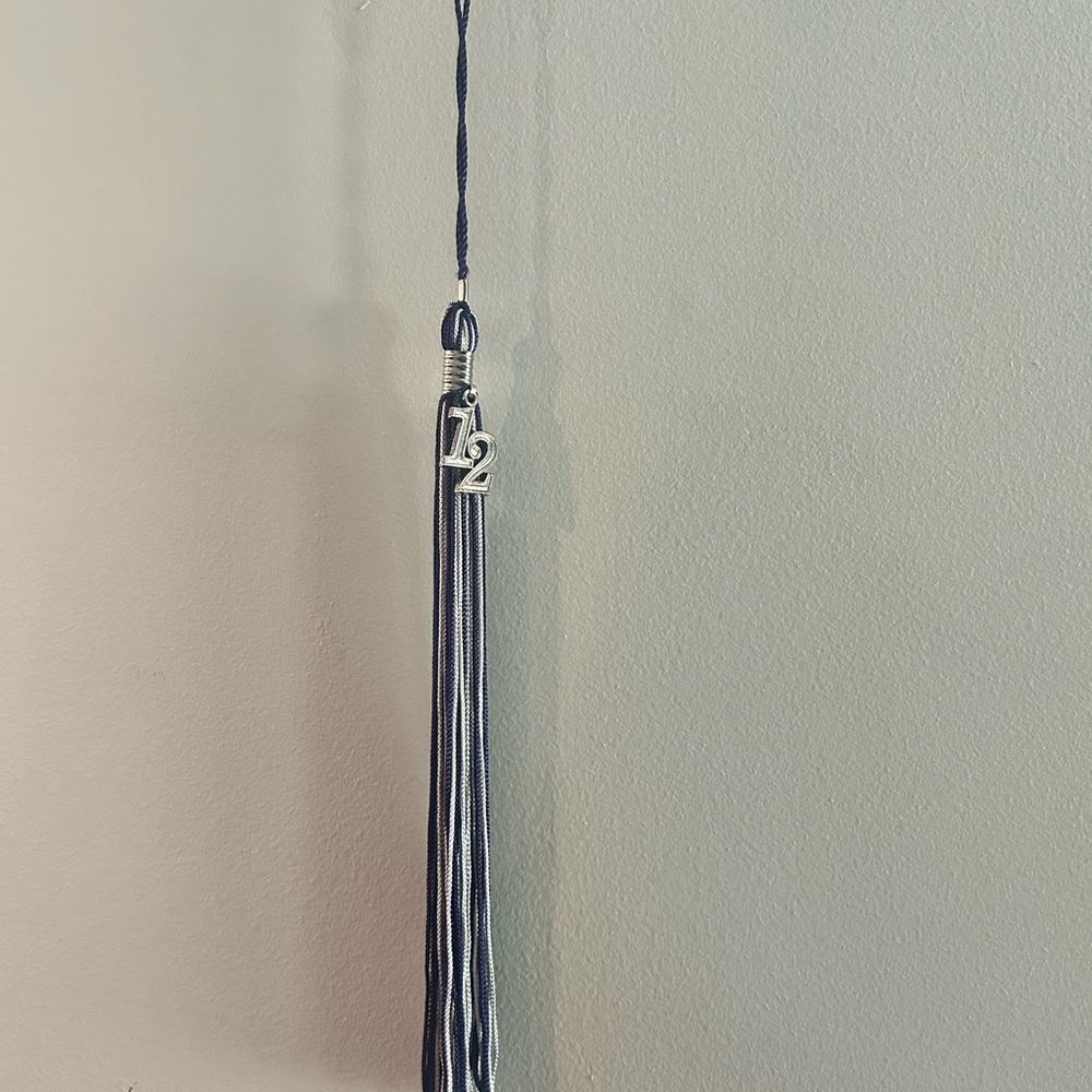 Navy and Gray Graduation Tassel with ‘12 Charm